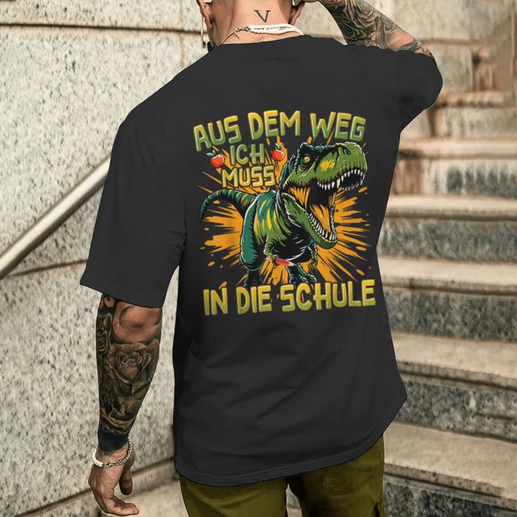 Schulkind 2024 T-Rex Dino Aus Dem Weg Ich Muss In Die Schule T-Shirt mit Rückendruck Geschenke für Ihn