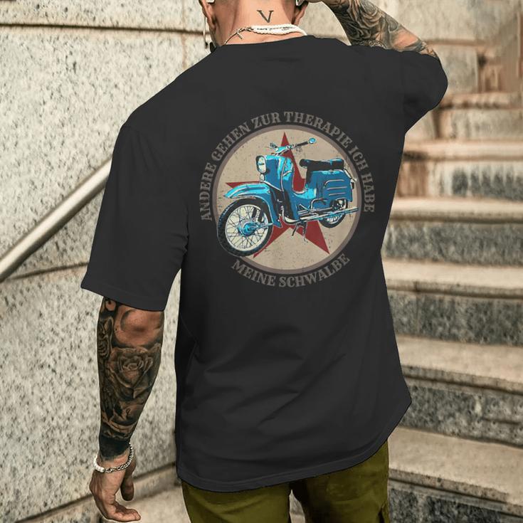 Schwalbenfahrer Schwalbe Gdr Moped T-Shirt mit Rückendruck Geschenke für Ihn