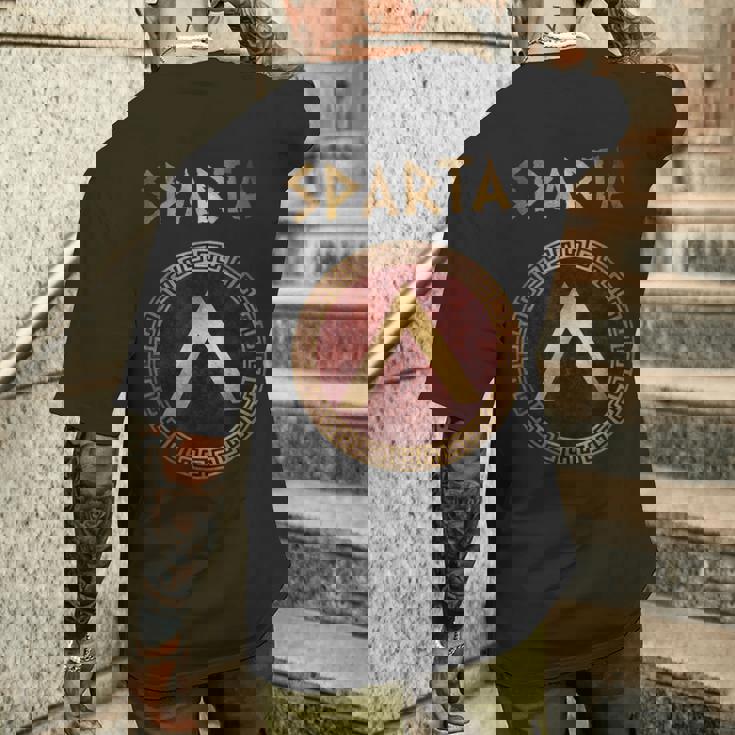 Scudo Spartan Lacedaemonian Lambda Antico Simbolo Di T-shirt da uomo con stampa posteriore Regalos para él