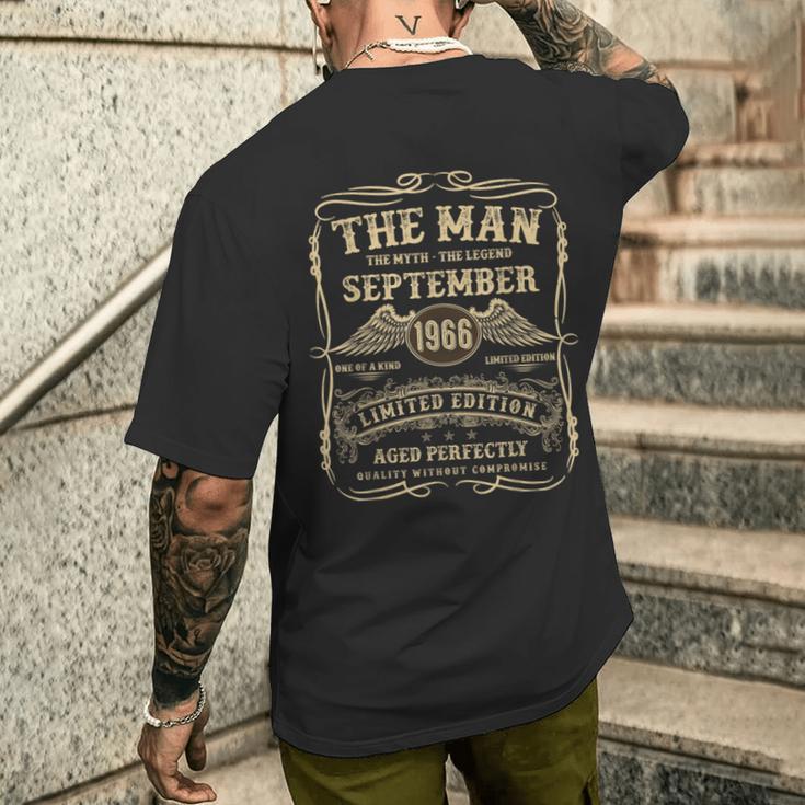 September 1966 58 Jahre Alt Geburtstagsgeschenke Für Männer 58 Geburtstag T-Shirt mit Rückendruck Geschenke für Ihn