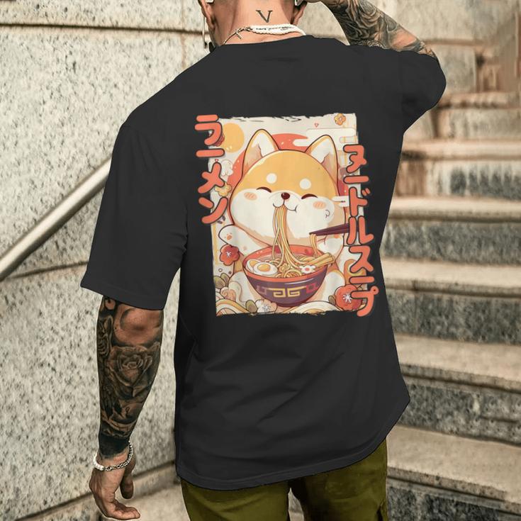 Shiba Inu Loving Ramen Kawaii Neko Shiba Inu Ramen For Dogs T-Shirt mit Rückendruck Geschenke für Ihn