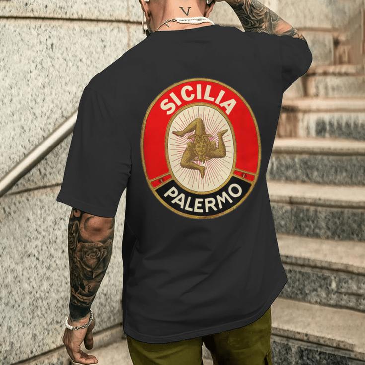 Sicilia Palermo Sicily Italian Sicilian T-Shirt mit Rückendruck Geschenke für Ihn