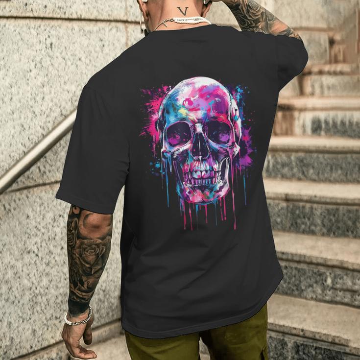 Skeleton Skull Biker Rocker Skull Punk Rock T-Shirt mit Rückendruck Geschenke für Ihn