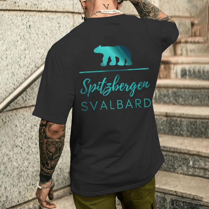 Spitzbergen Svalbard Polar Bear Polar Lights T-Shirt mit Rückendruck Geschenke für Ihn