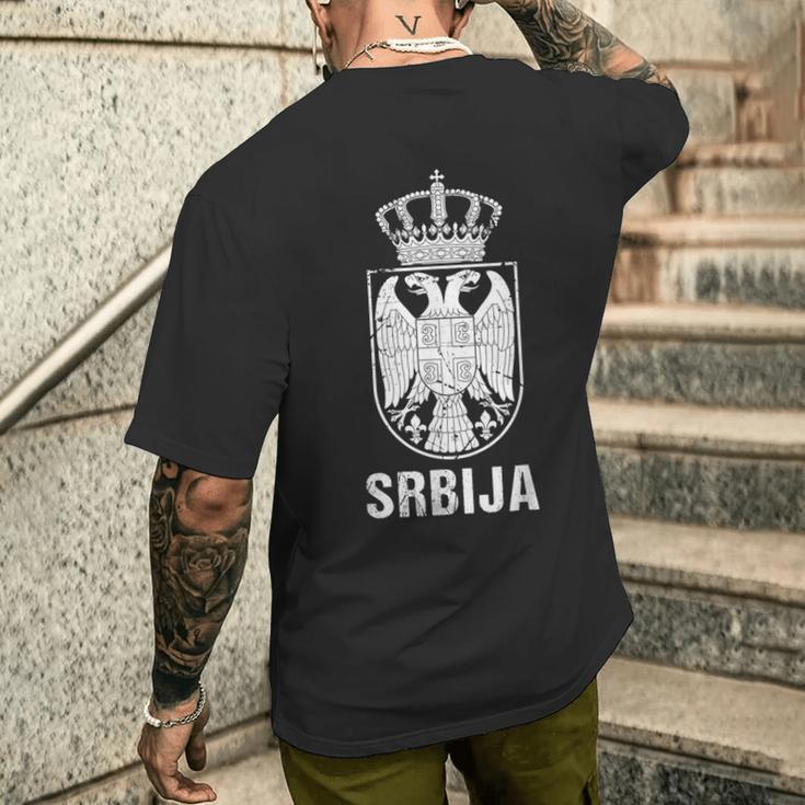 Srbija Serbia Flag Serbian Double Eagle T-Shirt mit Rückendruck Geschenke für Ihn