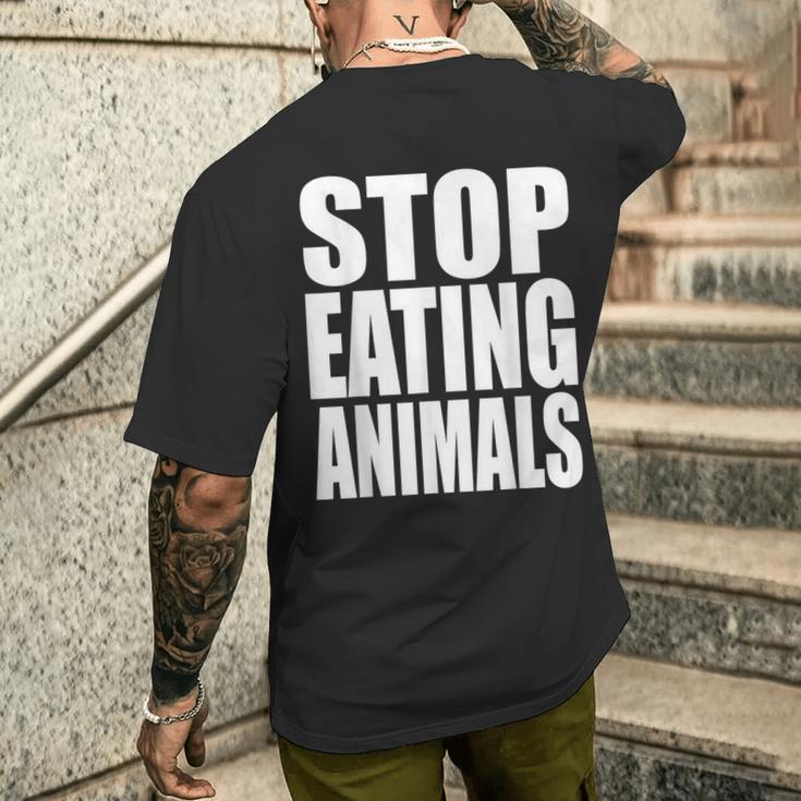 Stop Eating Animalseganegetarier Tierwohl T-Shirt mit Rückendruck Geschenke für Ihn