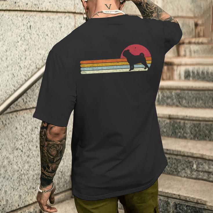 Sunset Distressed Pug Carlin Carlino Dog Holder T-Shirt mit Rückendruck Geschenke für Ihn