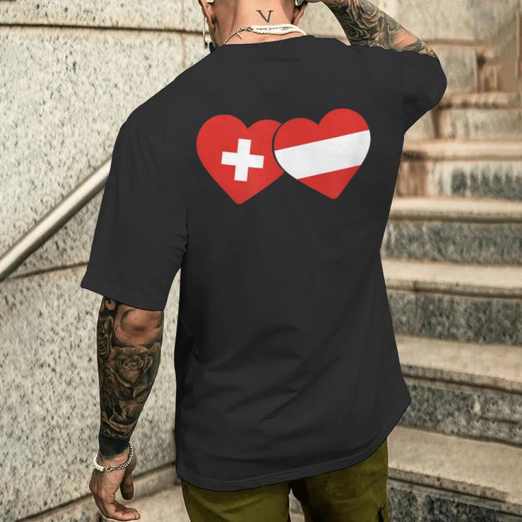 Swiss Flag Austria Flag Switzerland Austria T-Shirt mit Rückendruck Geschenke für Ihn