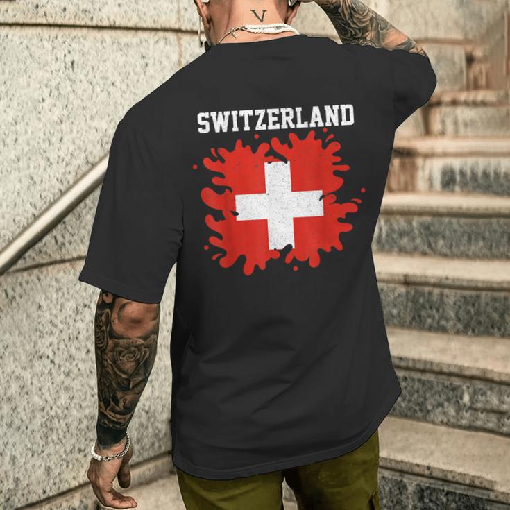 Switzerland Splash Flag Swiss Jersey Sports T-Shirt mit Rückendruck Geschenke für Ihn