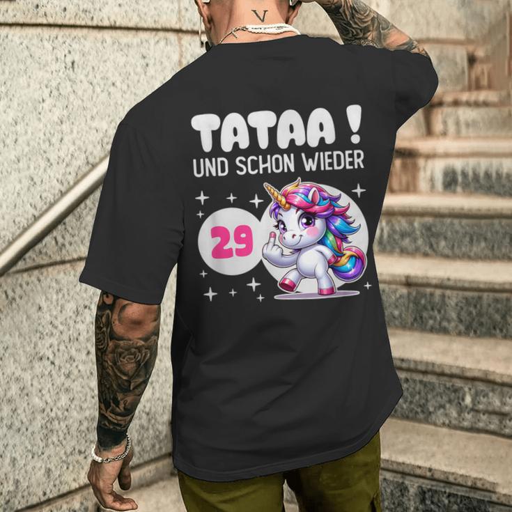 Tataa Und Schon Wieder 29 Einhorn Middle Finger T-Shirt mit Rückendruck Geschenke für Ihn