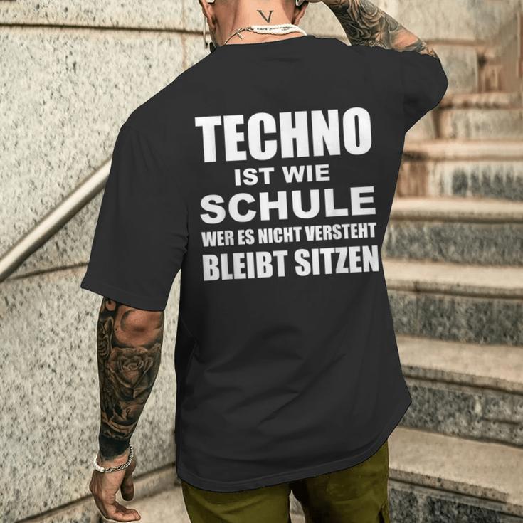 Techno Ist Wie Schule Rave T-Shirt mit Rückendruck Geschenke für Ihn