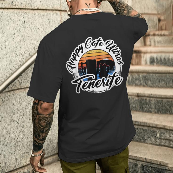 Teneriffa Puerto De La Cruz Happy Cafe Ultras T-Shirt mit Rückendruck Geschenke für Ihn