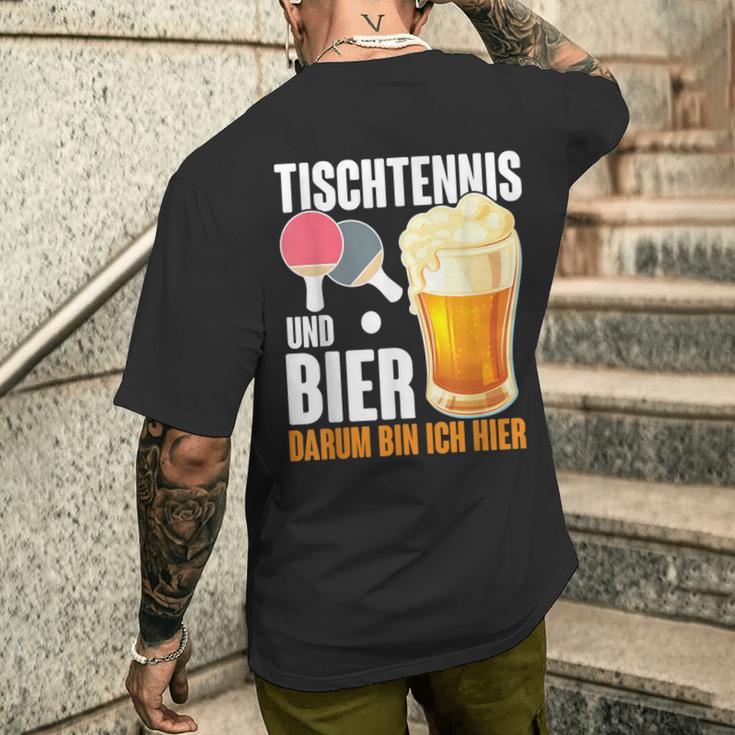 Tischtennis Und Bier Darum Bin Ich Hier Slogan Alcohol T-Shirt mit Rückendruck Geschenke für Ihn