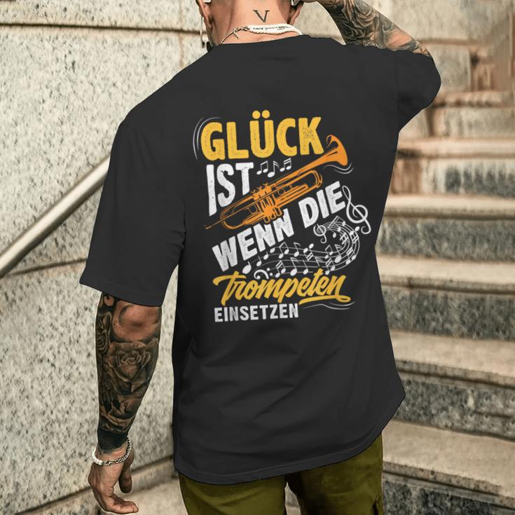 Trumpet Glück Ist Wenn Die Trumpeten Einsetzetz T-Shirt mit Rückendruck Geschenke für Ihn