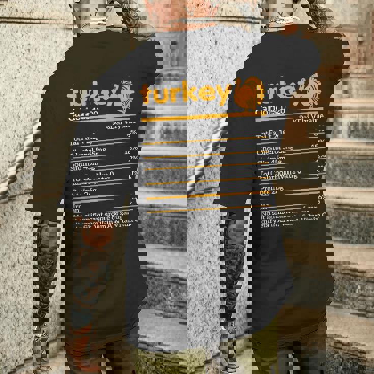 Turkey Nutrition Facts Thanksgiving Food Men's T-shirt Back Print Gifts for Him