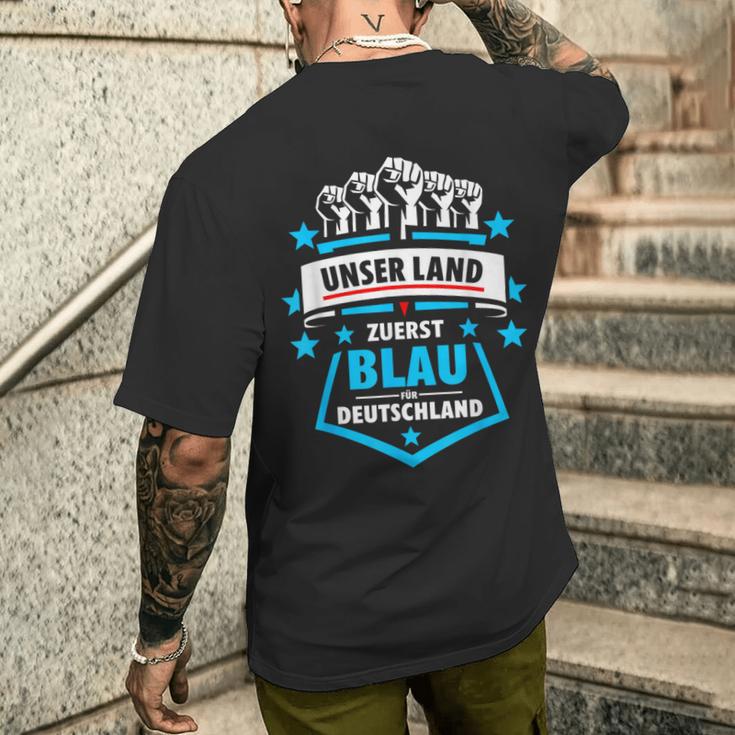 Unser Land Zuerst Blau Für Deutschland Gegen Grün T-Shirt mit Rückendruck Geschenke für Ihn