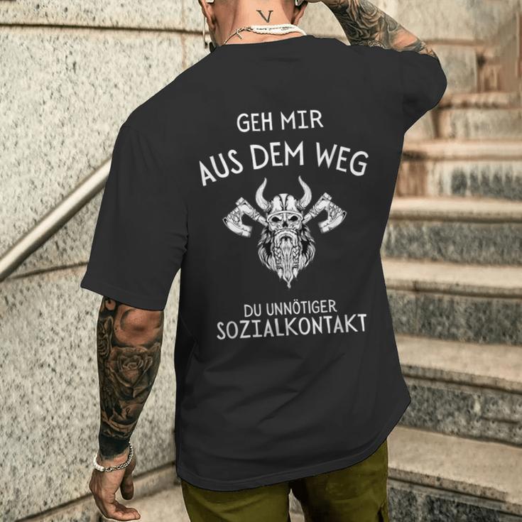 Viking Geh Mir Aus Dem Weg Du Unnötiger Sozialkontakt G T-Shirt mit Rückendruck Geschenke für Ihn