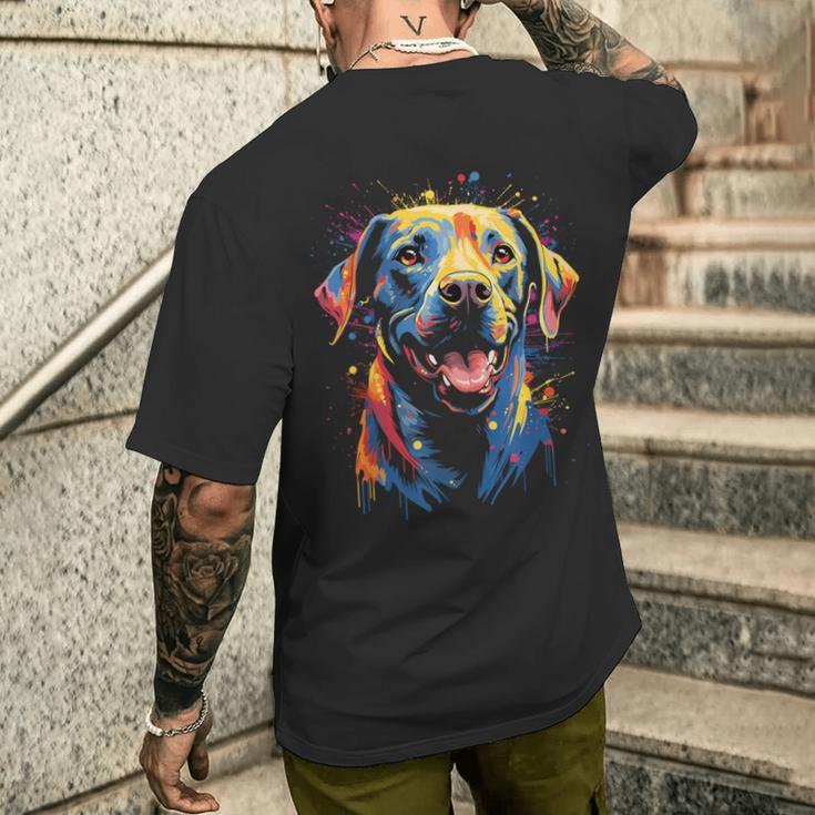 Watercolour Colourful Labrador Labbi T-Shirt mit Rückendruck Geschenke für Ihn