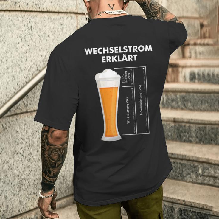 Wechselstromerklärt Bier Elektriker Technik Elektrotechnik T-Shirt mit Rückendruck Geschenke für Ihn