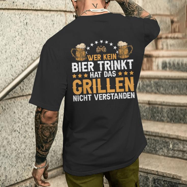 Wer Kein Bier Trinkt Grill T-Shirt mit Rückendruck Geschenke für Ihn