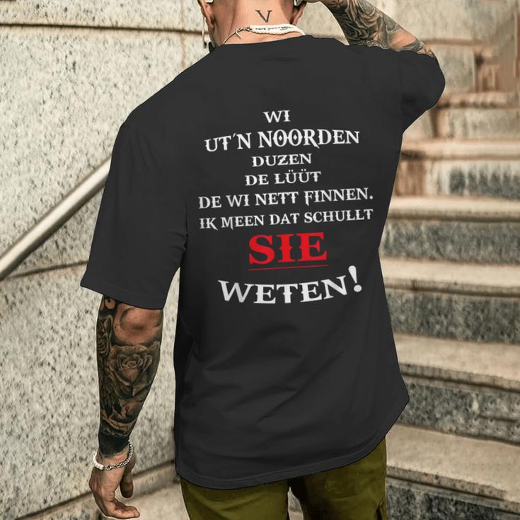 Wi Ut`N Noorden Flat German Nordic German Slogan T-Shirt mit Rückendruck Geschenke für Ihn