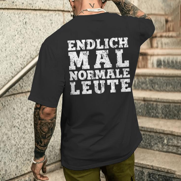 Withintage Print Endlich Mal Normale Leute T-Shirt mit Rückendruck Geschenke für Ihn