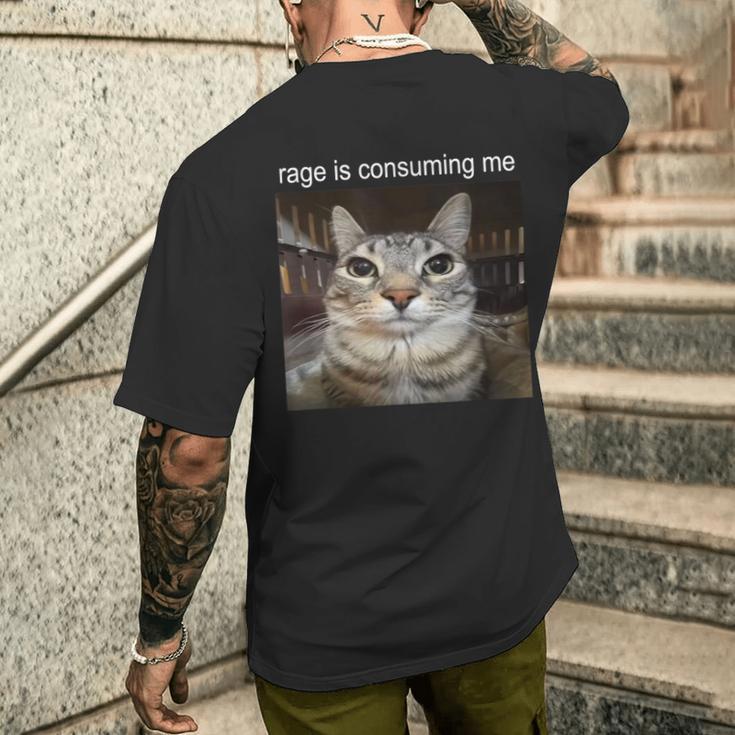 Wuterzehrt Mich Dummes Starrendes Katzen-Meme T-Shirt mit Rückendruck Geschenke für Ihn