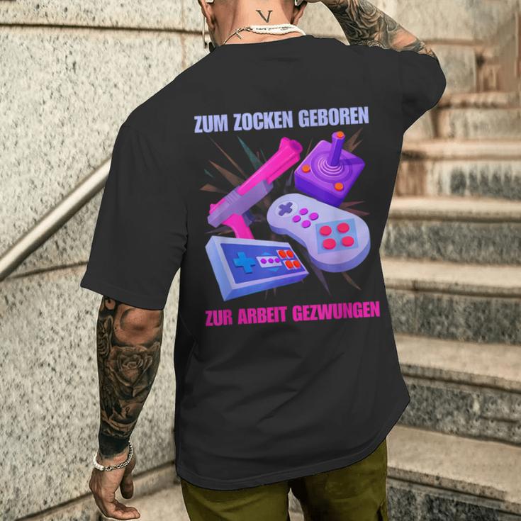 Zum Zocken Geboren Zum Arbeit Forces I Console Ps5 Gaming T-Shirt mit Rückendruck Geschenke für Ihn