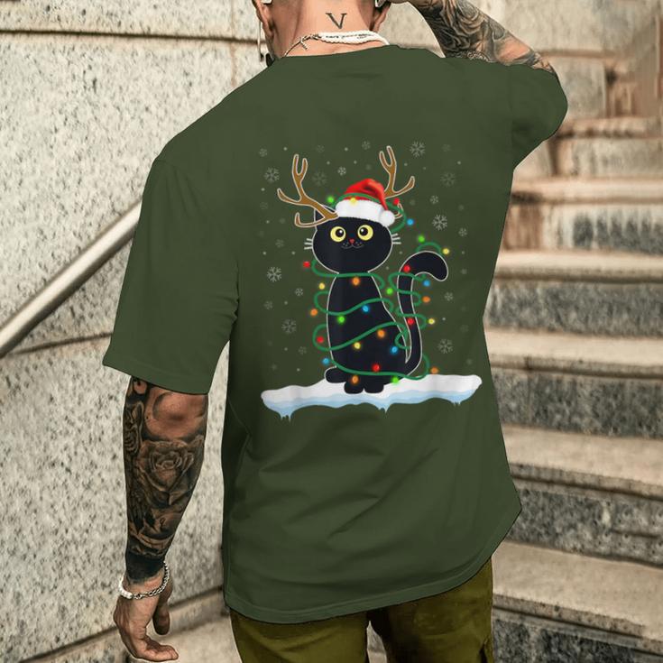 Christmas Pyjamas Reindeer Cat T-Shirt mit Rückendruck Geschenke für Ihn