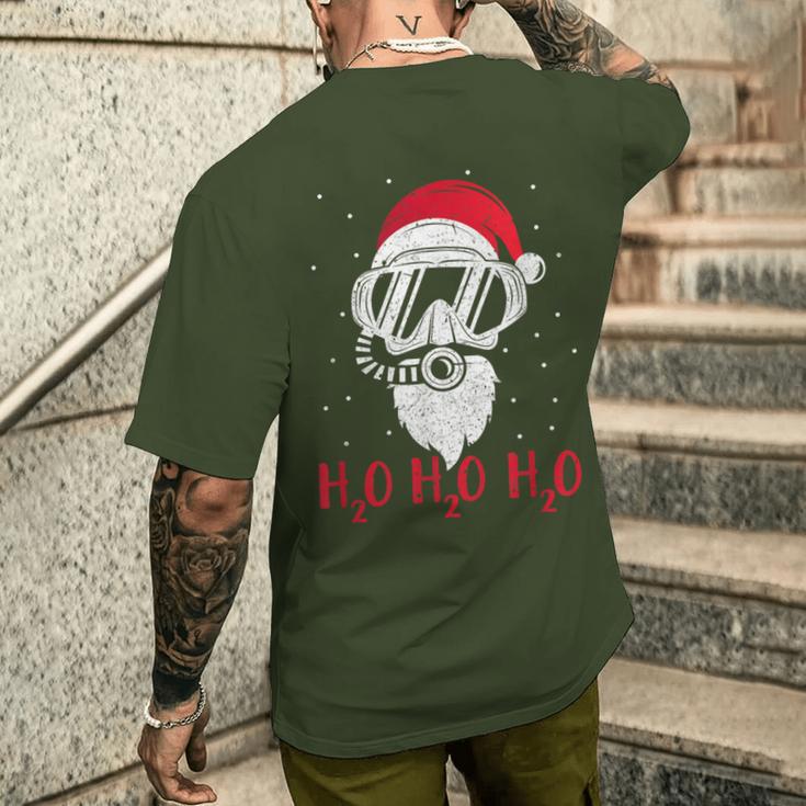 Diving Santa Claus H2o H2o H2o Xmas Diving T-Shirt mit Rückendruck Geschenke für Ihn