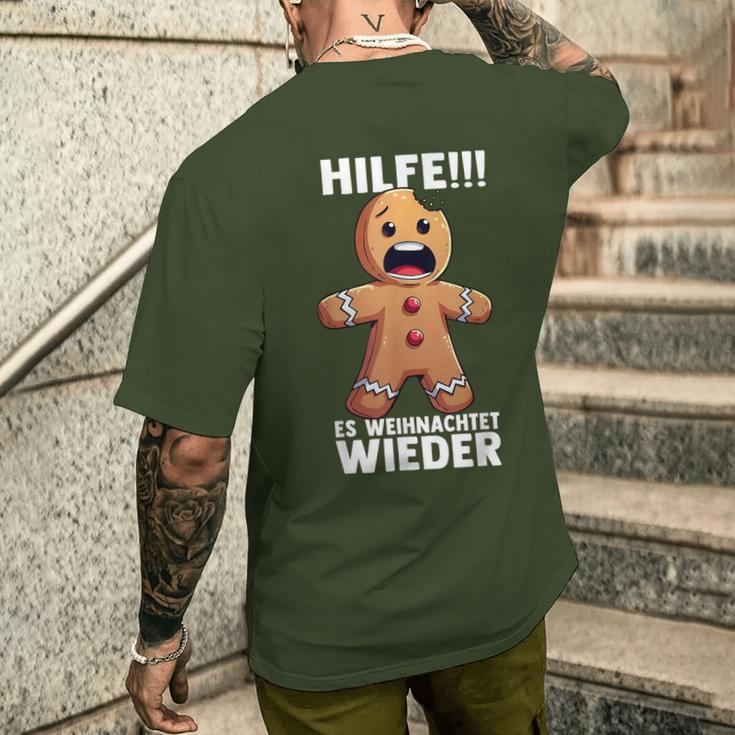 Hilfe Es Weihnachtet Wieder X Xmas Christmas Gingerbread T-Shirt mit Rückendruck Geschenke für Ihn