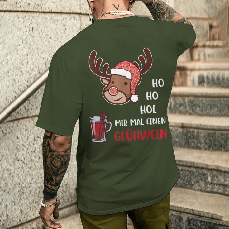 Ho Ho Hol Mir Einen Glühwein Christmas Reindeer Rudolf T-Shirt mit Rückendruck Geschenke für Ihn