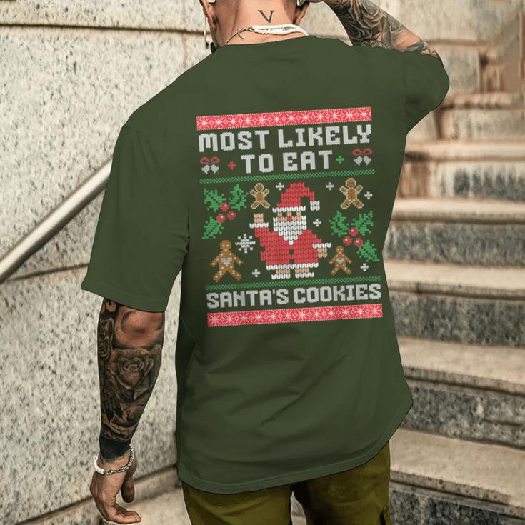 Am Liebsten Santas Kekse Essen Ugly Christmas T-Shirt mit Rückendruck Geschenke für Ihn