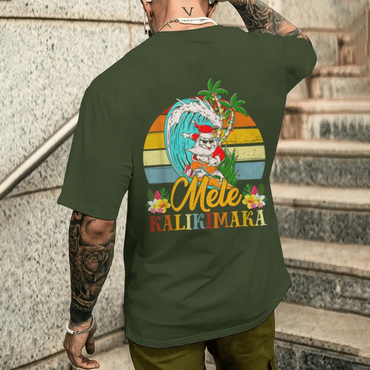 Mele-Kalikimaka Retro Santa Claus Shaka Hawaii T-Shirt mit Rückendruck Geschenke für Ihn