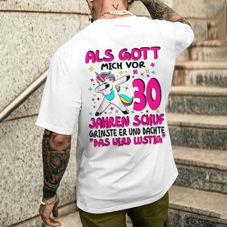 Als Gott Mich 30 Jahren Schuf Grinste Er Dachte Das Wird German Langu Gray T-Shirt mit Rückendruck Geschenke für Ihn