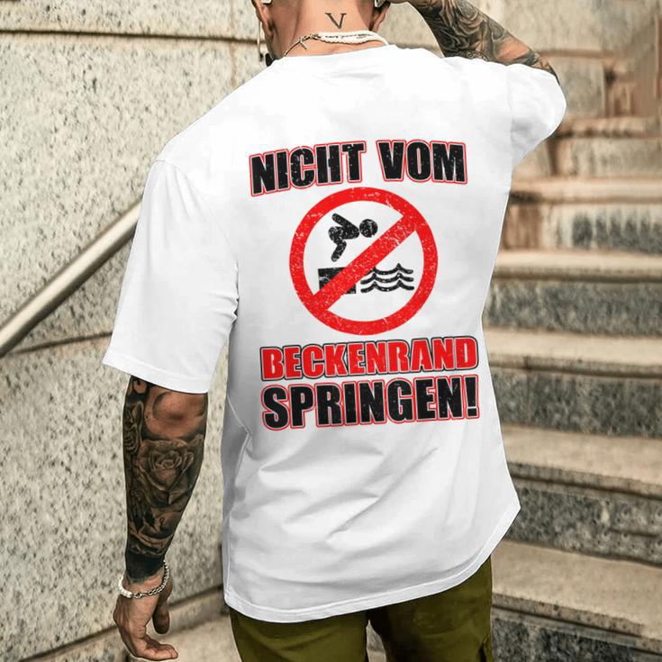 Bademeister Dlrg Nichtom Beckenrand Jumping S T-Shirt mit Rückendruck Geschenke für Ihn