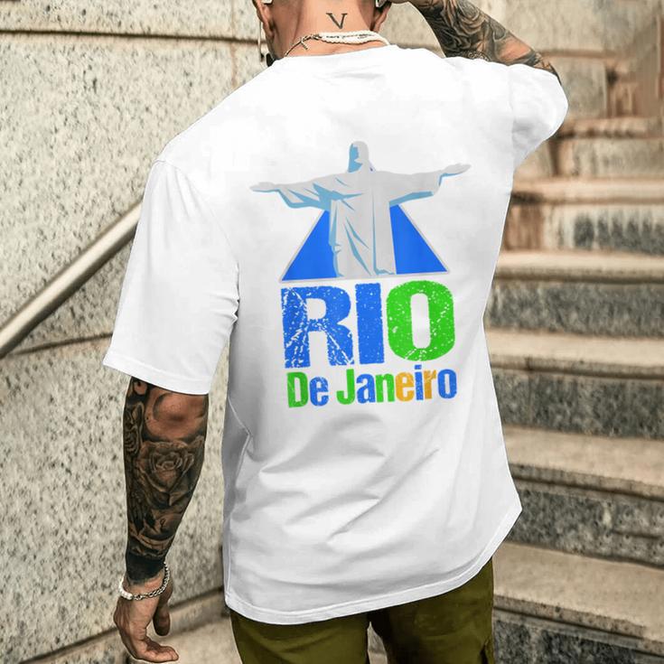 Brazil Rio De Janeiro Palme Beach Copacabana T-Shirt mit Rückendruck Geschenke für Ihn