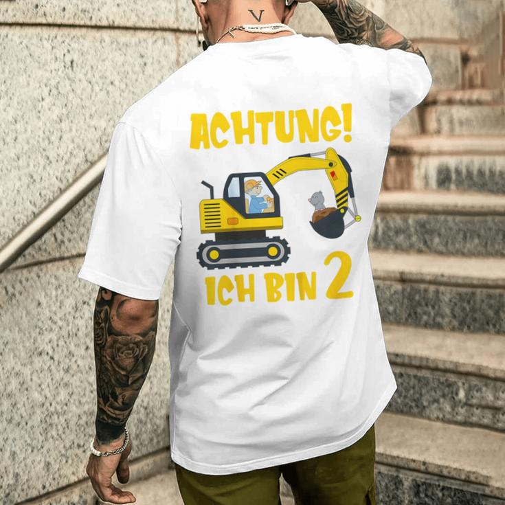 Children's Achtung Ich Bin 2 Jahre Alt Bagger Zum 2Nd Birthday Boys T-Shirt mit Rückendruck Geschenke für Ihn