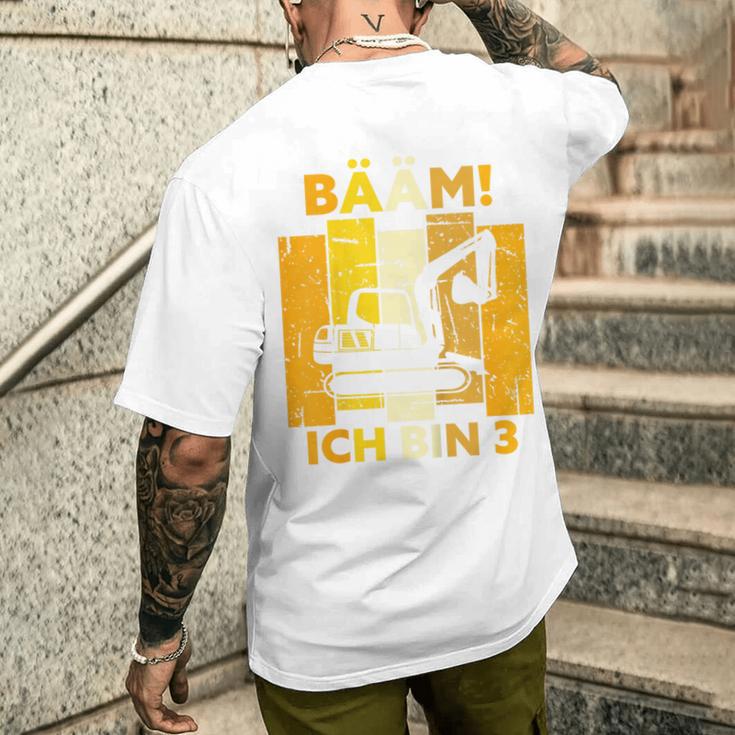 Children's Bäm Ich Bin 3 Drei Jahre Boy 3Rd Birthday Digger T-Shirt mit Rückendruck Geschenke für Ihn