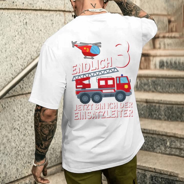 Children's Fireman Endlich 3 Jetzt Bin Ich Einsatzeiteiteiter T-Shirt mit Rückendruck Geschenke für Ihn