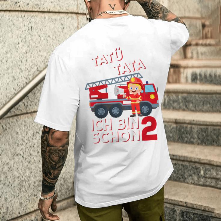 Children's Ich Bin 2 Feuerwehrmann Tatü Tata Feuerwehr T-Shirt mit Rückendruck Geschenke für Ihn