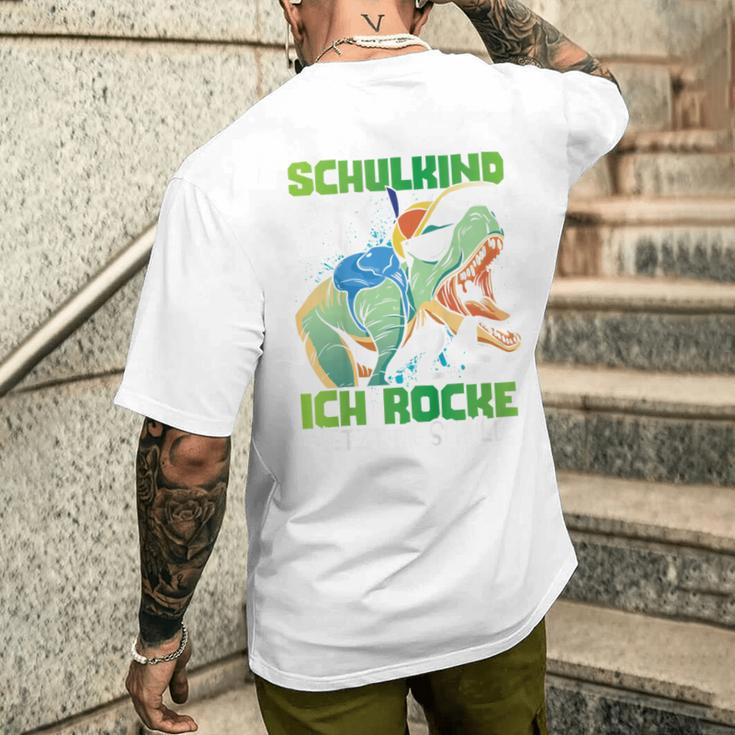 Children's School Child 2024 Dinosaur Ich Rocke Jetzt Die Schule T-Shirt mit Rückendruck Geschenke für Ihn