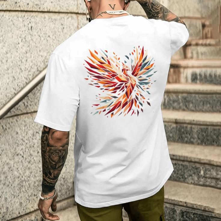 Cooles Phönix-Vogel-Symbol Im Kubismus-Kunst-Stil Weihnachten T-Shirt mit Rückendruck Geschenke für Ihn