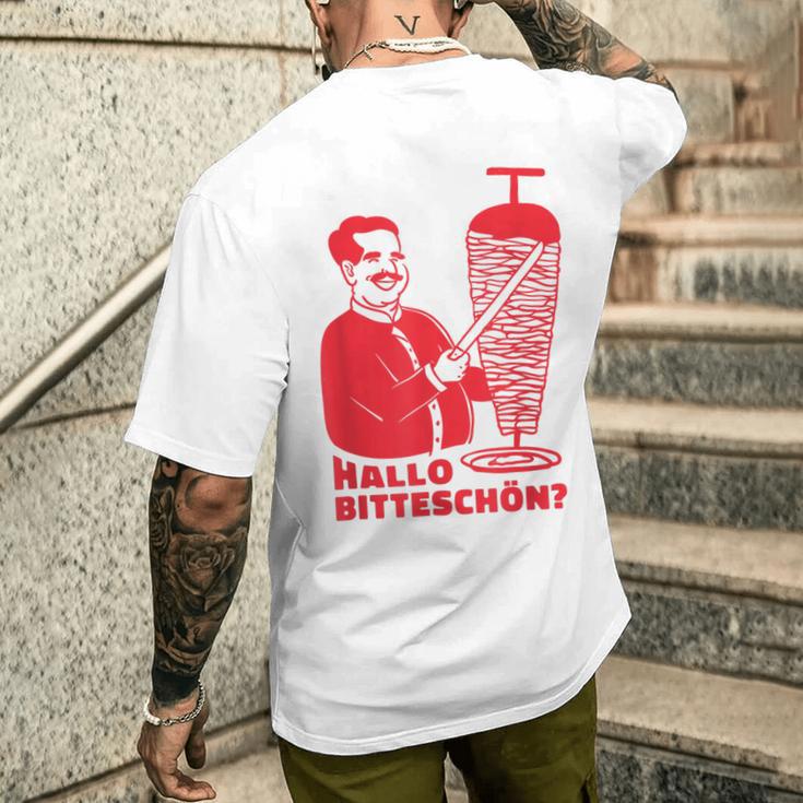 Döner Kebab Dönerladen Hallo Bitteschön T-Shirt mit Rückendruck Geschenke für Ihn