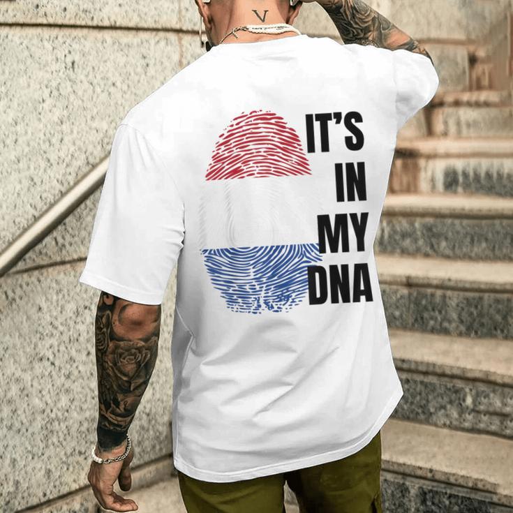 Dutch Flag Dna Fingerprint Holland Orange Orange T-Shirt mit Rückendruck Geschenke für Ihn