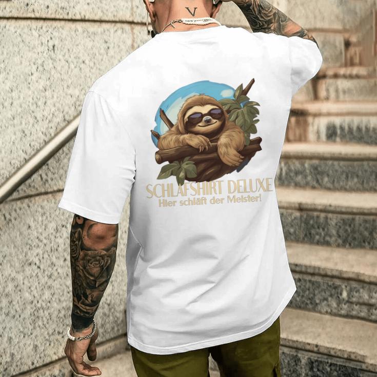 Faultier Pyjama Faultier Das Schläft Schlaf T-Shirt mit Rückendruck Geschenke für Ihn