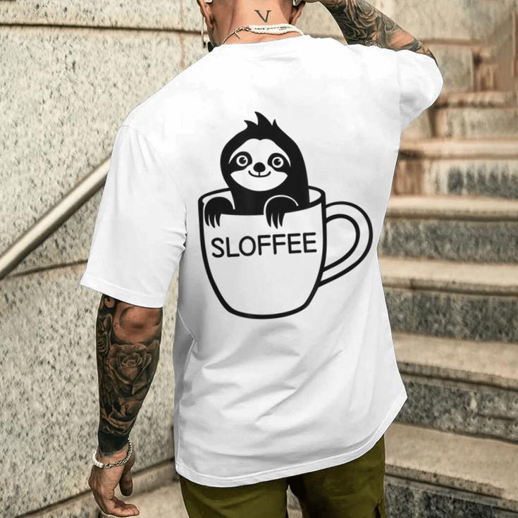 Faultier Und Kaffee Sloffee Lustig Witze Sarkastisch T-Shirt mit Rückendruck Geschenke für Ihn