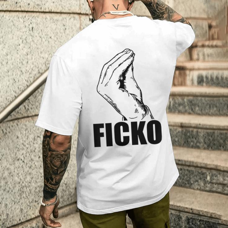 Ficko Hand Sign Fun Italian T-Shirt mit Rückendruck Geschenke für Ihn