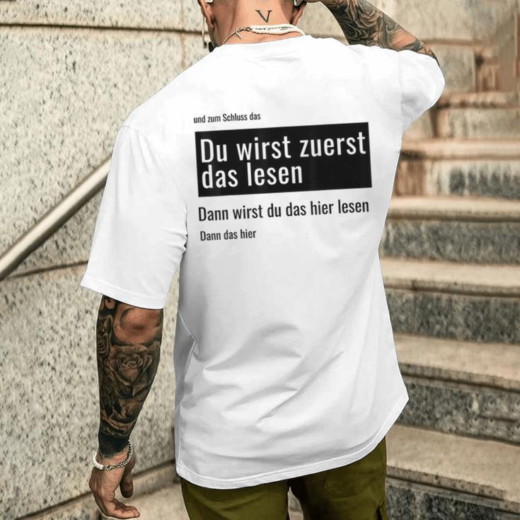 Fundesign Du Wirst Zuerst Das Lesen Dann Das Dann Hier Du Wir Gray T-Shirt mit Rückendruck Geschenke für Ihn