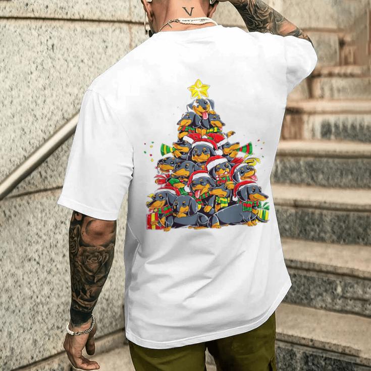 Christmas Cute Dachshund Christmas Tree Dog T-Shirt mit Rückendruck Geschenke für Ihn